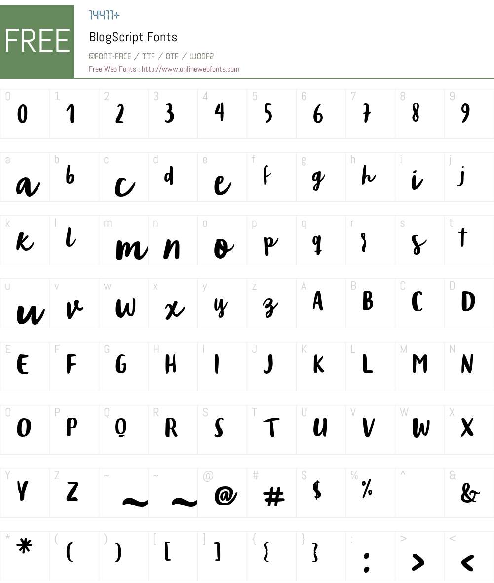 BlogScript Font Screenshots