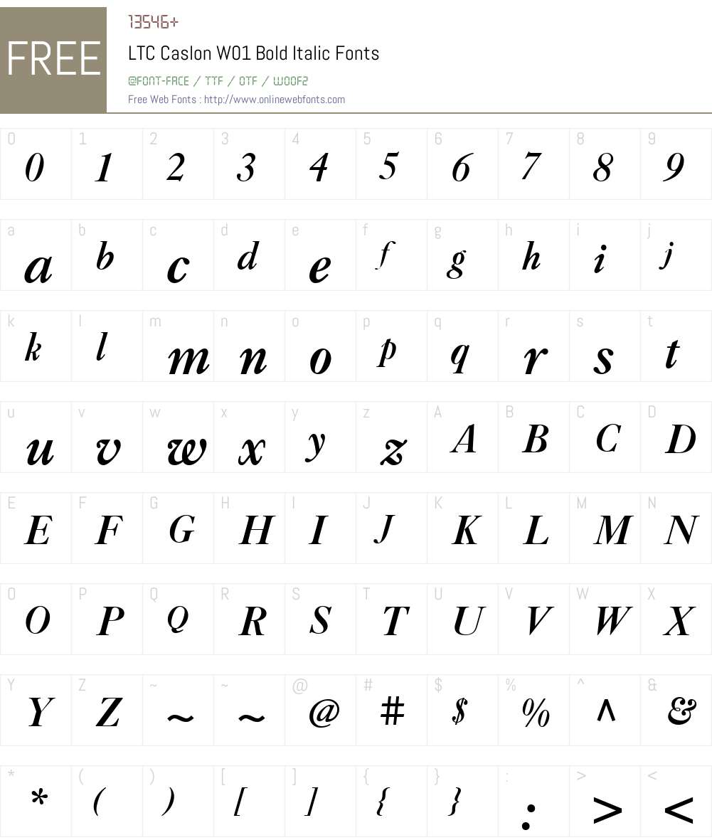 LTCCaslonW01-BoldItalic Font Screenshots
