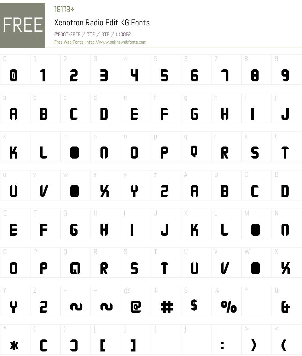 Xenotron Radio Edit KG Font Screenshots