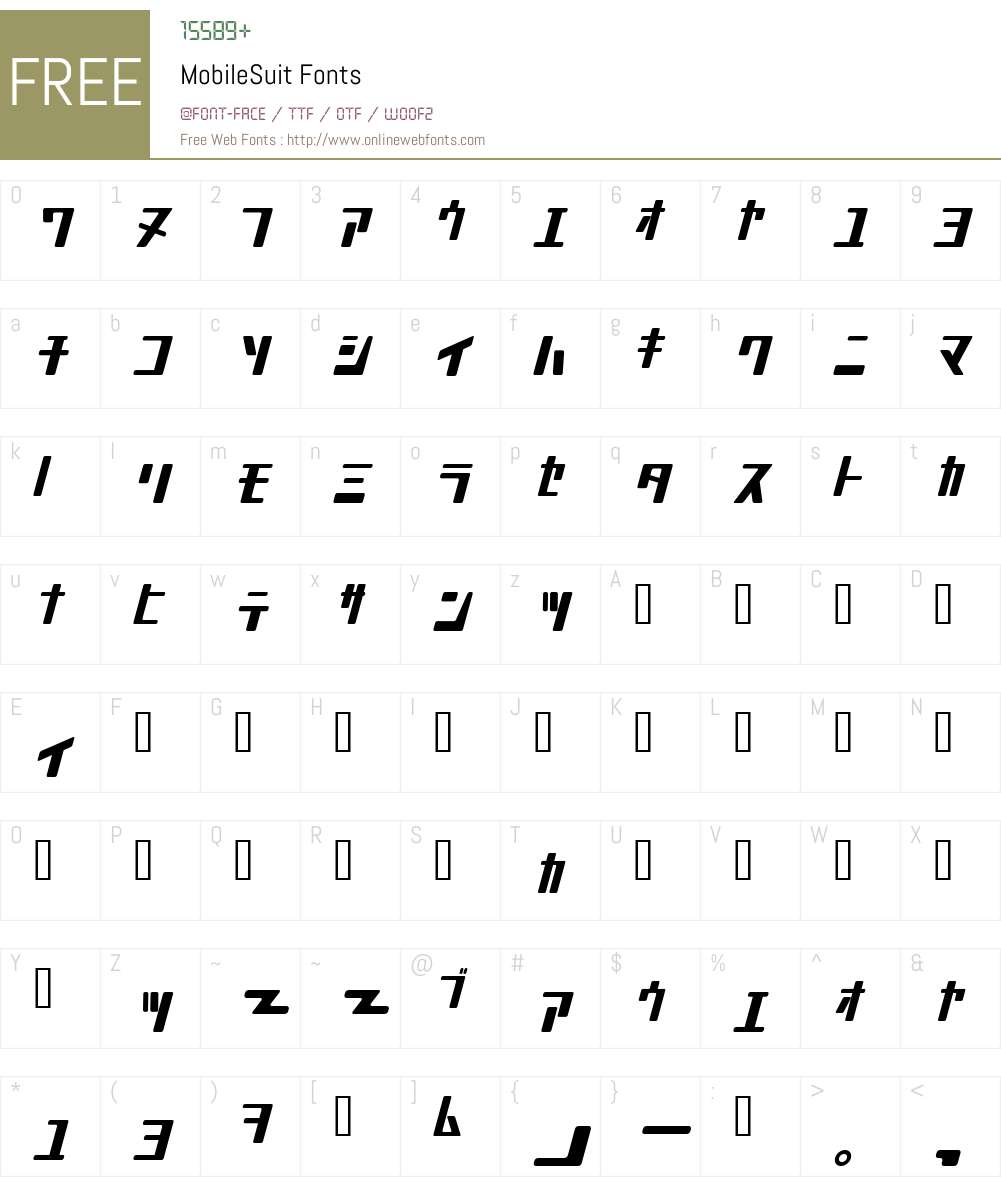 MobileSuit Font Screenshots