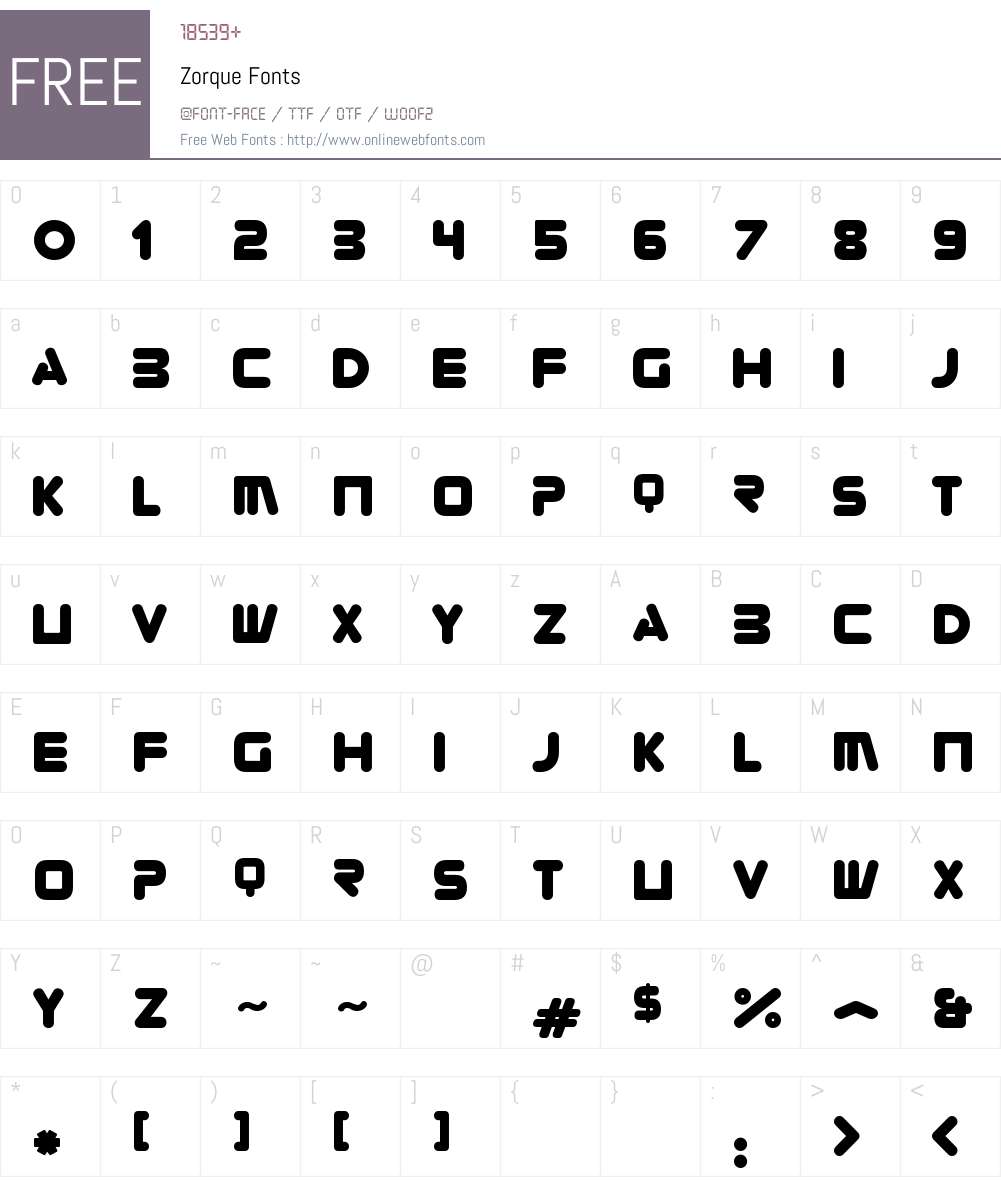 Zorque Font Screenshots