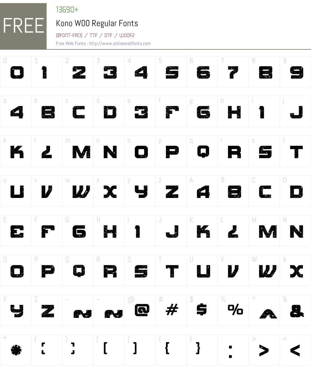 KonoW00-Regular Font Screenshots