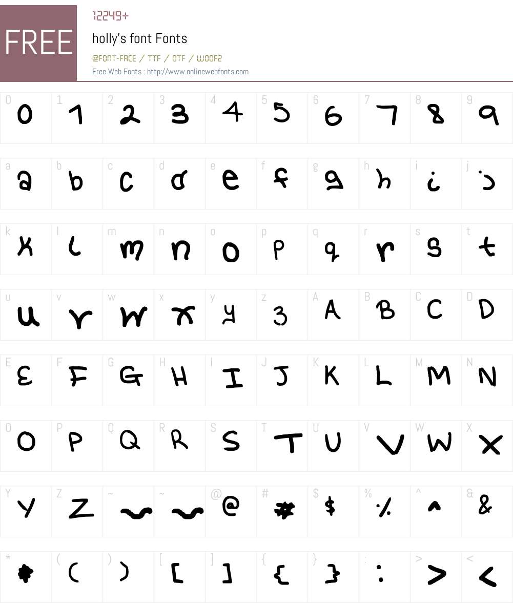 holly's font Font Screenshots