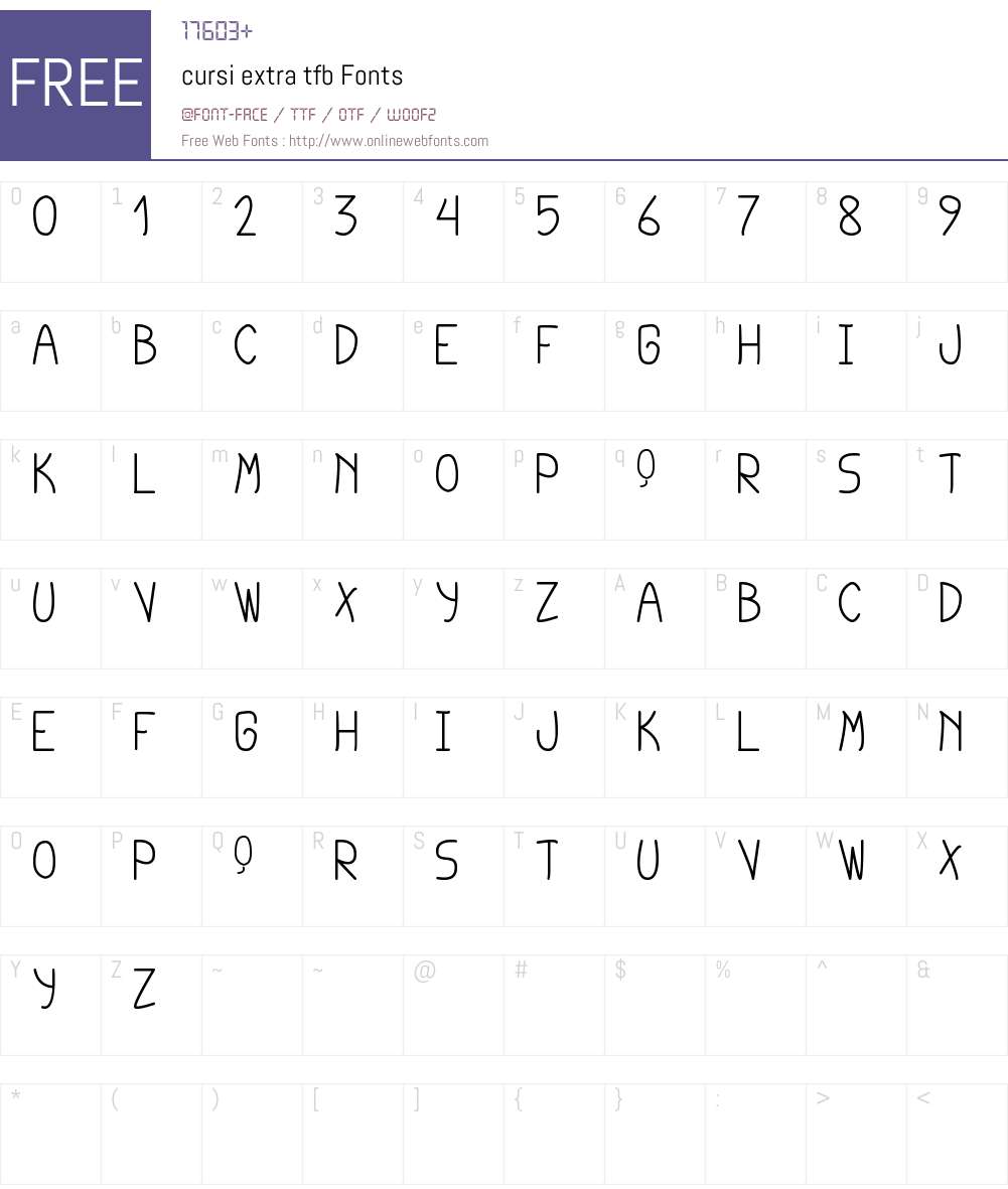 cursi extra tfb Font Screenshots