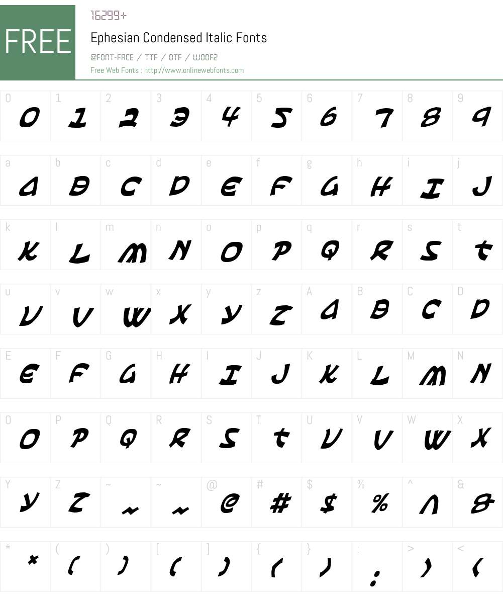 Ephesian Condensed Italic Font Screenshots