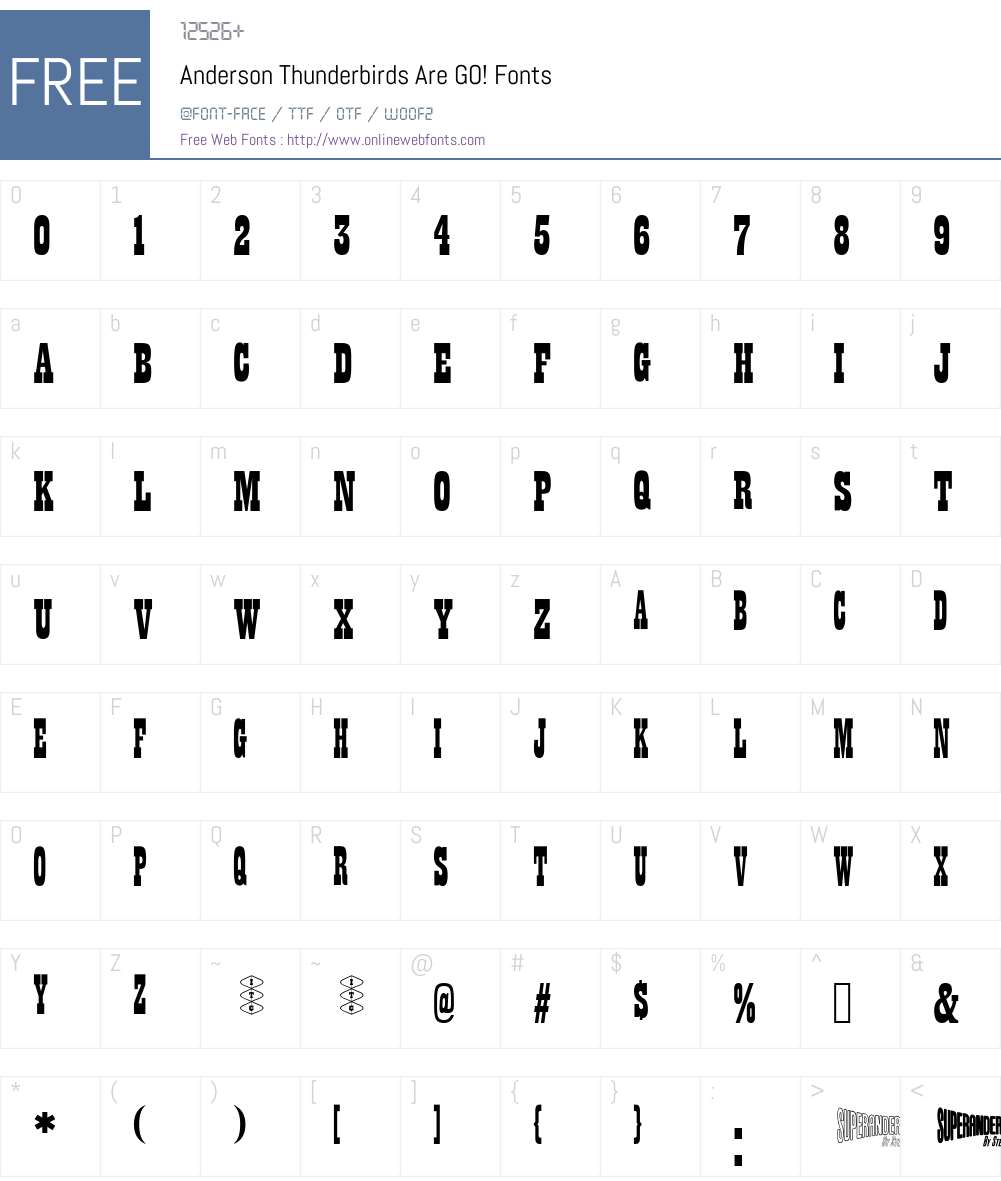 Anderson Thunderbirds Are GO! Font Screenshots