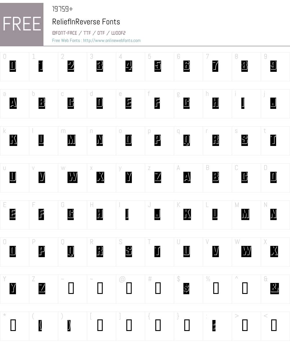 ReliefInReverse Font Screenshots