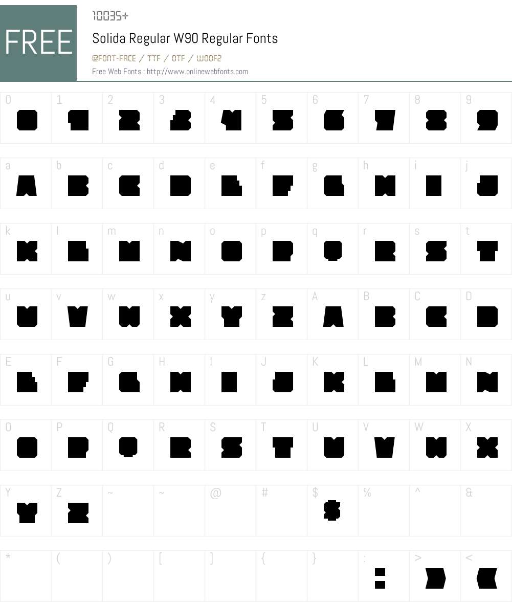SolidaRegularW90-Regular Font Screenshots
