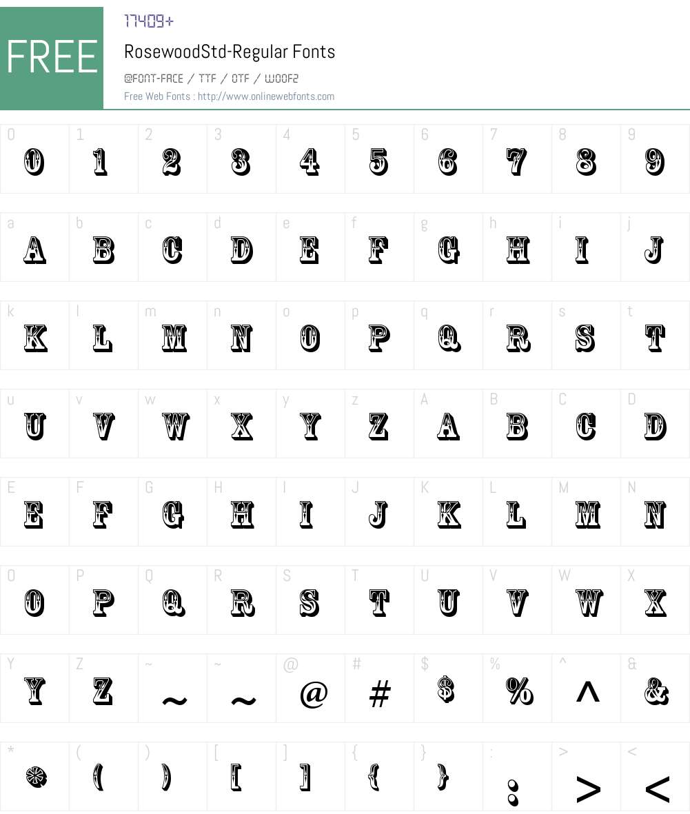 Rosewood Std Regular Font Screenshots