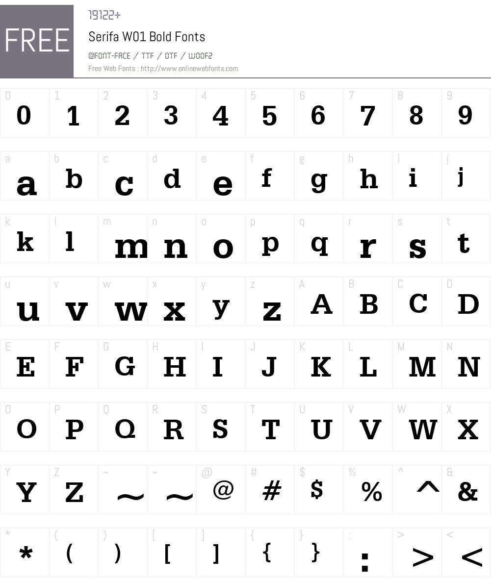 SerifaW01-Bold Font Screenshots