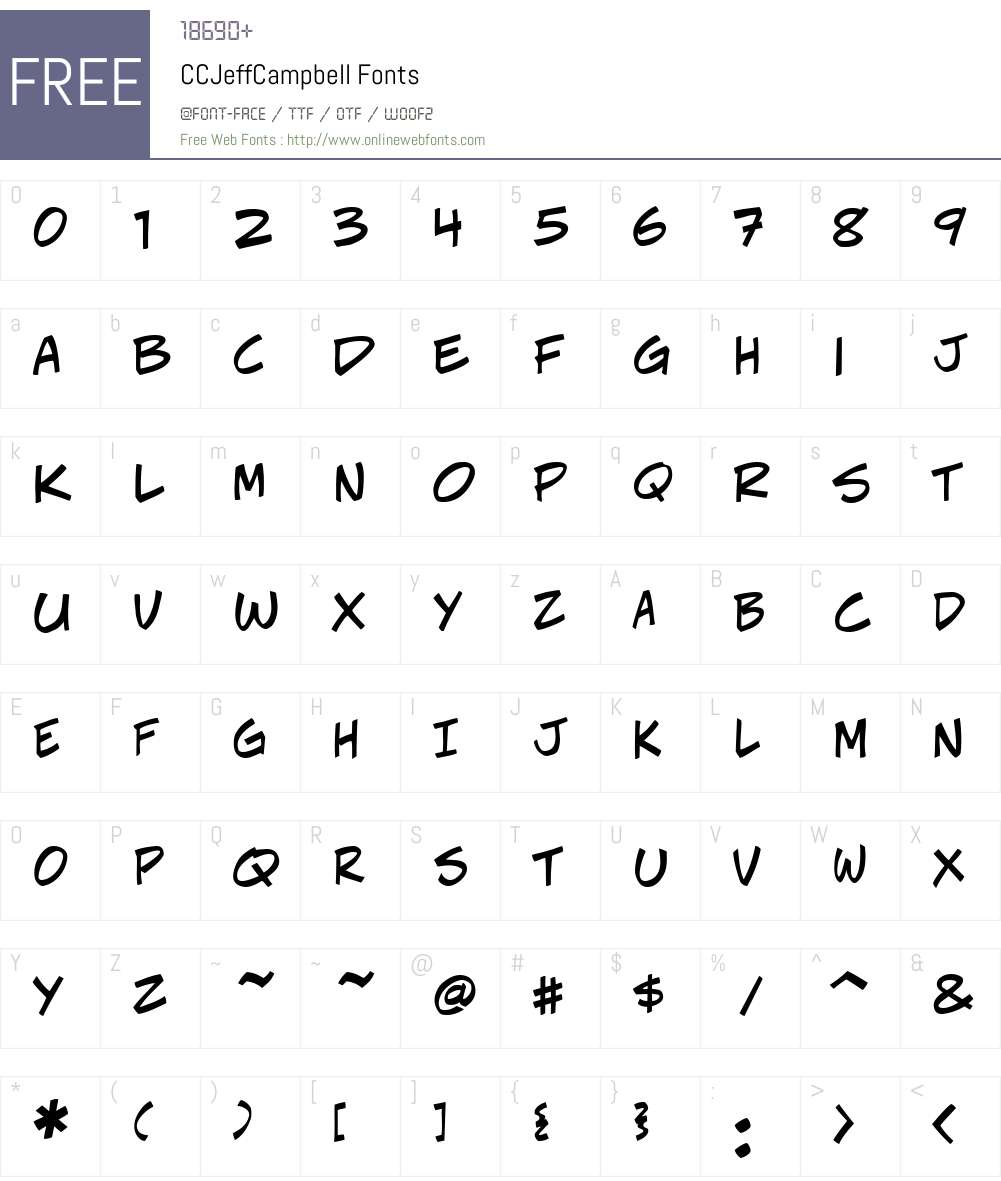 CCJeffCampbell Font Screenshots