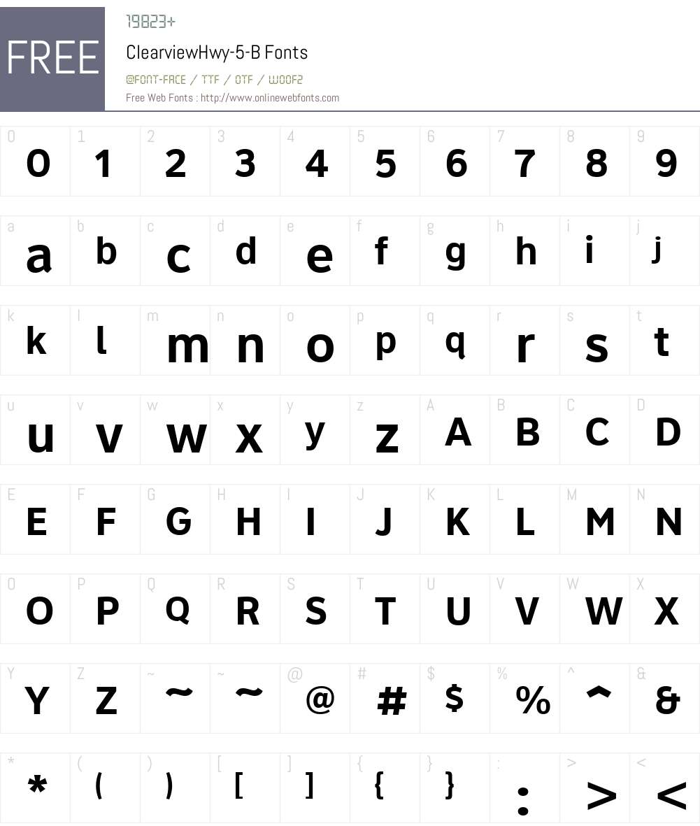 ClearviewHwy-5-B Font Screenshots