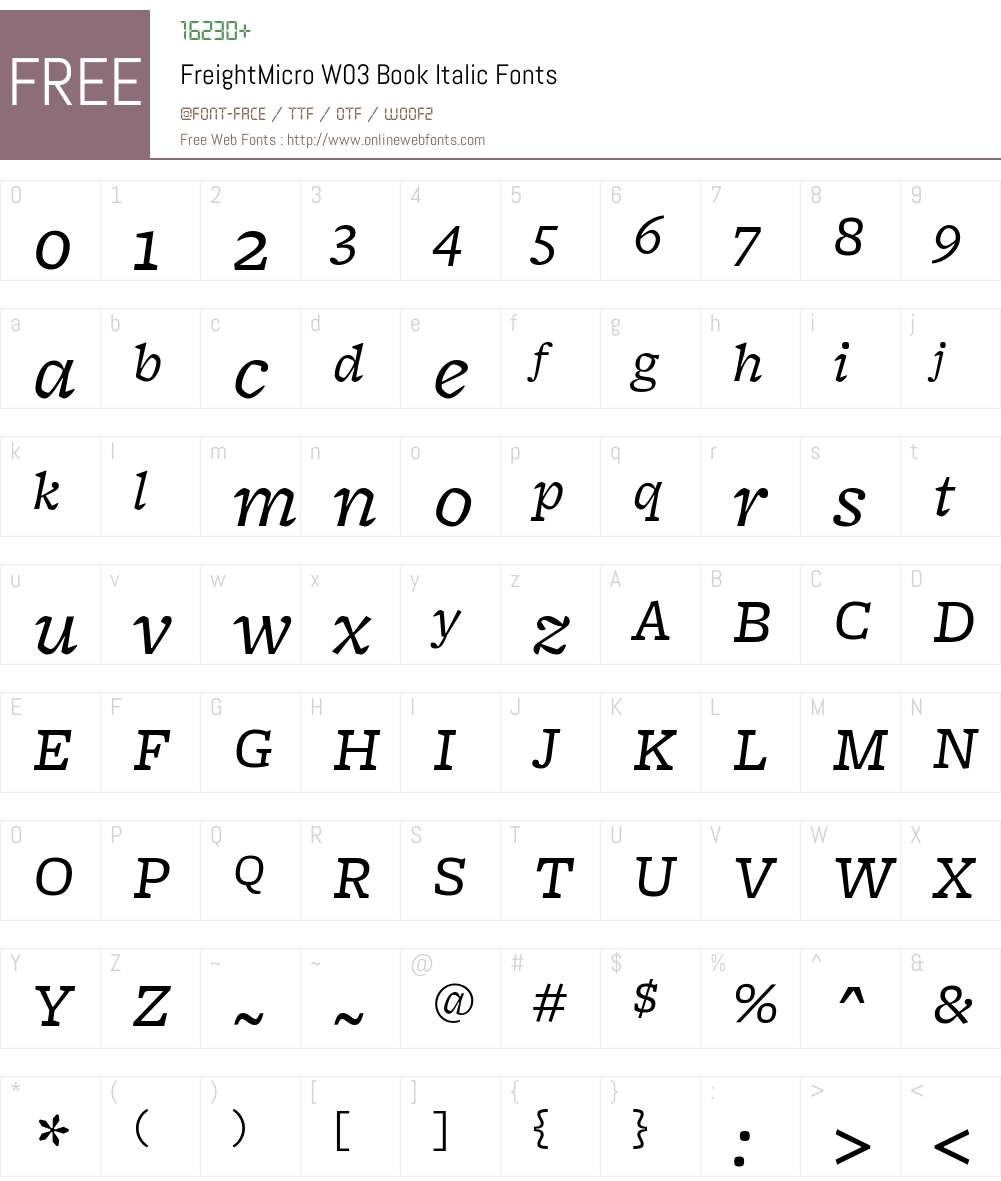Freight Micro Pro Font Screenshots