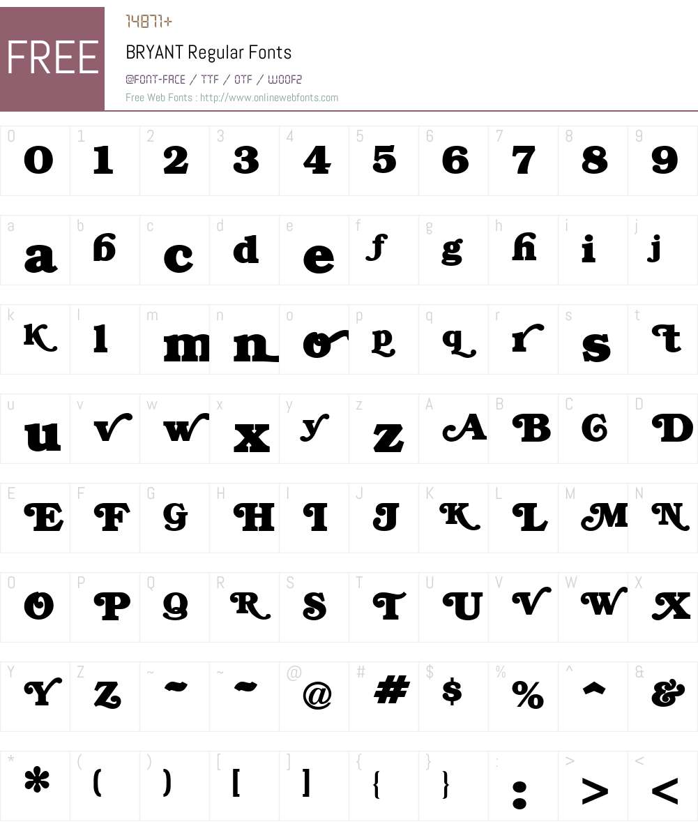 BRYANT Font Screenshots