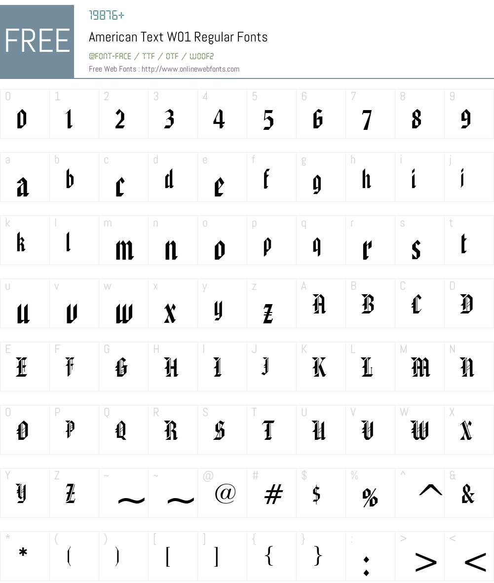AmericanTextW01-Regular Font Screenshots