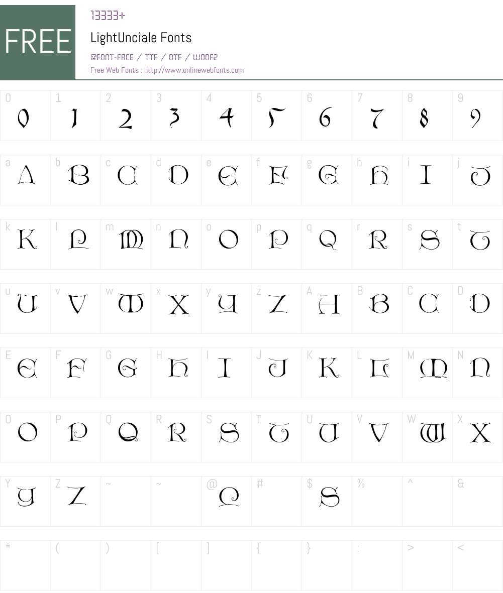 LightUnciale Font Screenshots
