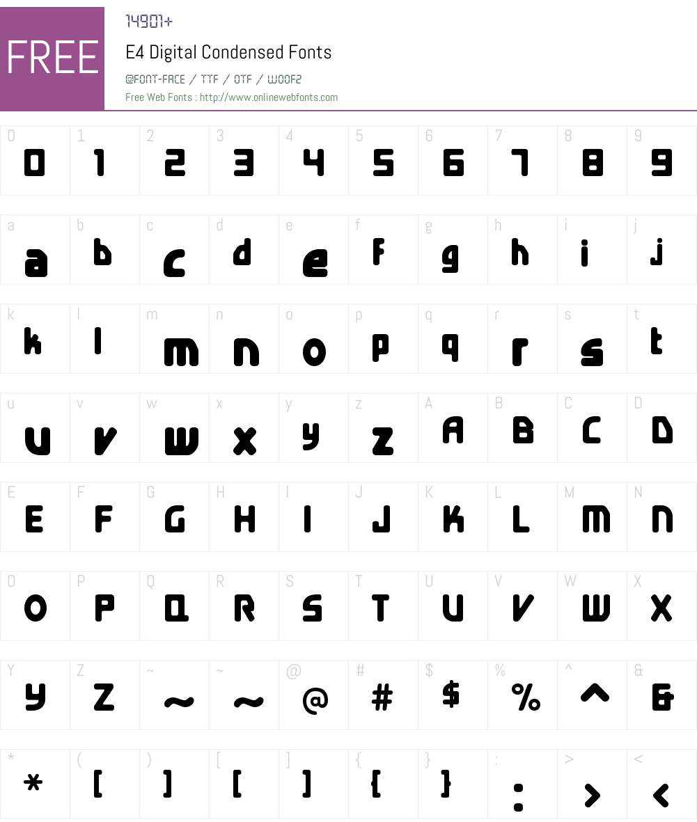 E4 Digital Condensed Font Screenshots