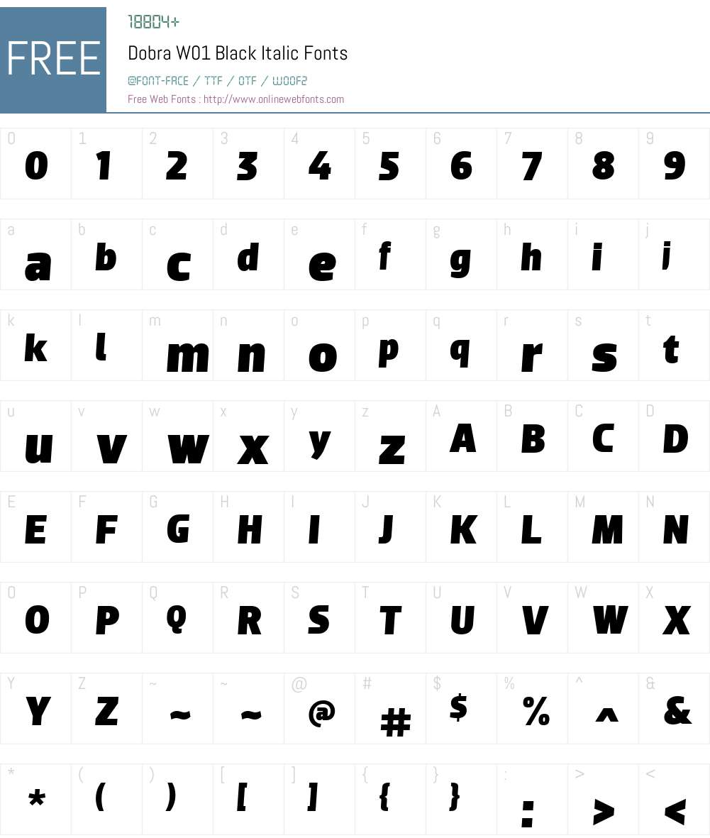DobraW01-BlackItalic Font Screenshots