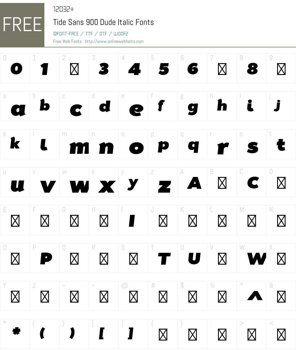 TideSans-900DudeItalic Font Screenshots