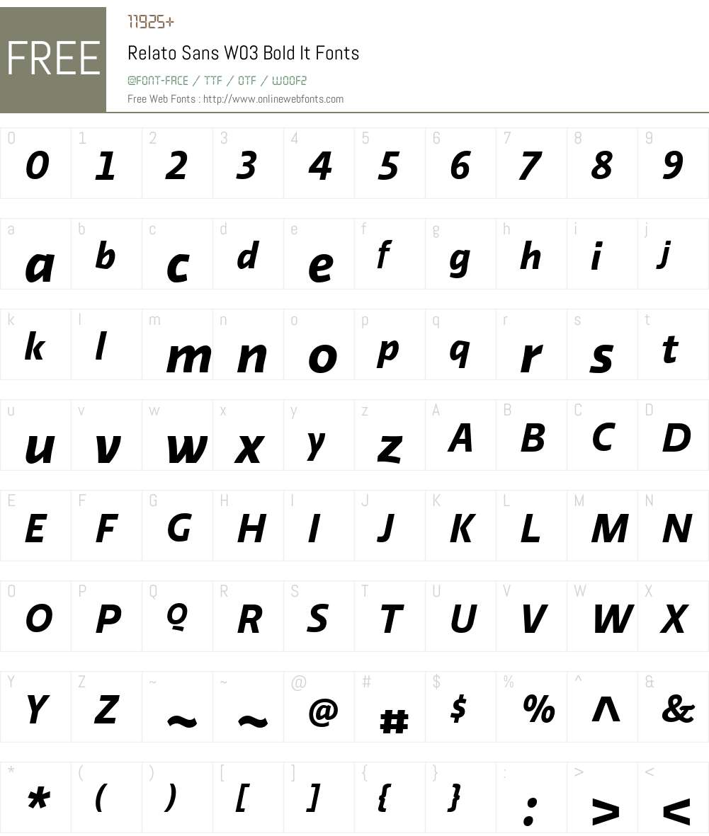 RelatoSansW03-BoldIt Font Screenshots