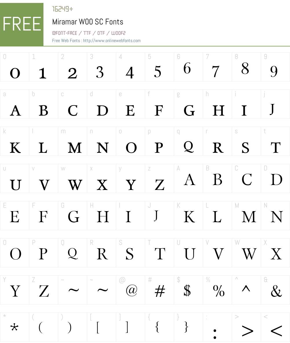 MiramarW00SC Font Screenshots