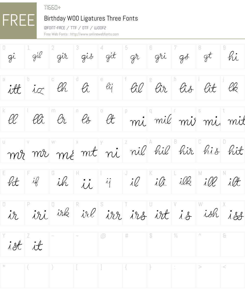BirthdayW00-LigaturesThree Font Screenshots