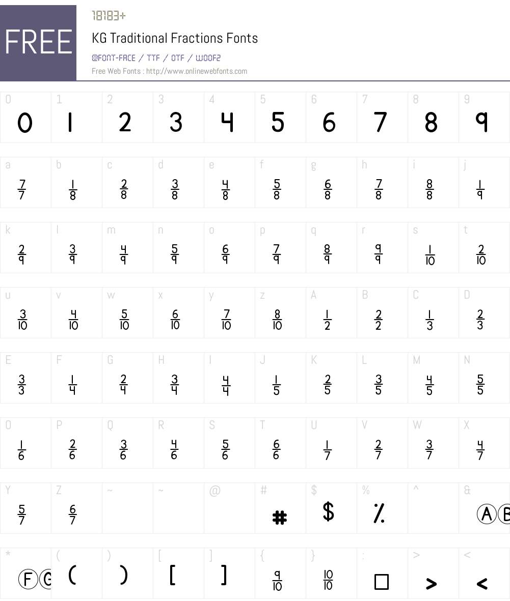 KG Traditional Fractions Font Screenshots