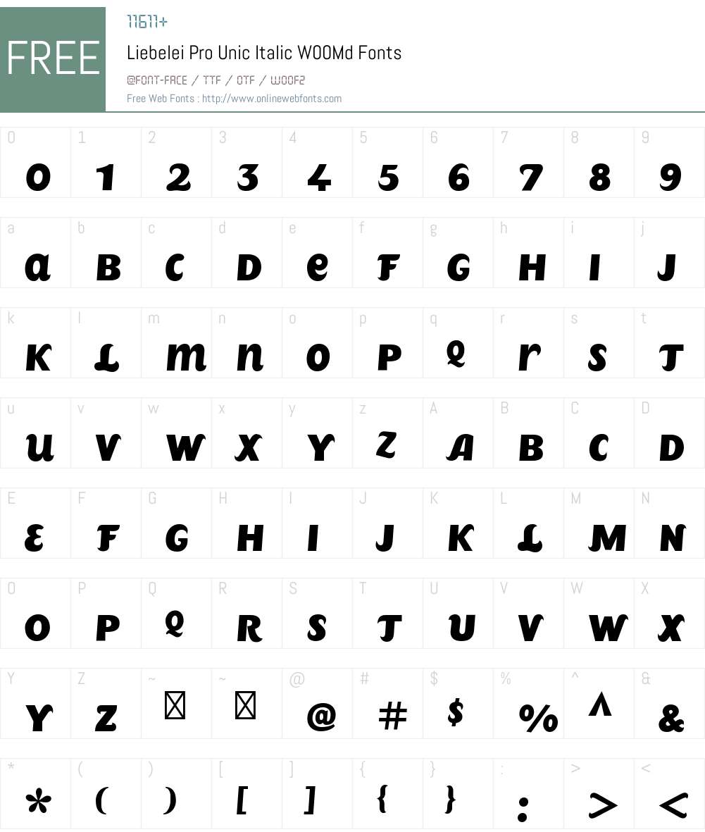 LiebeleiProUnicItalicW00-Md Font Screenshots