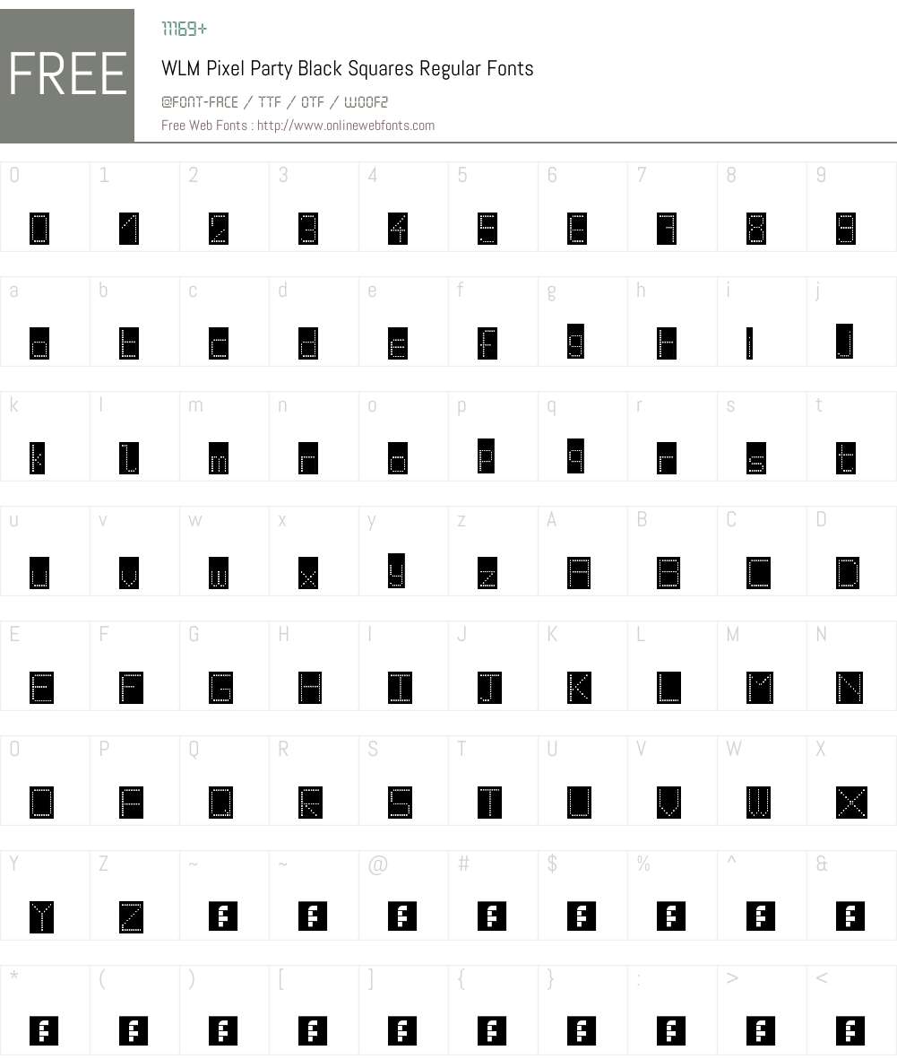 WLM Pixel Party Black Squares Font Screenshots