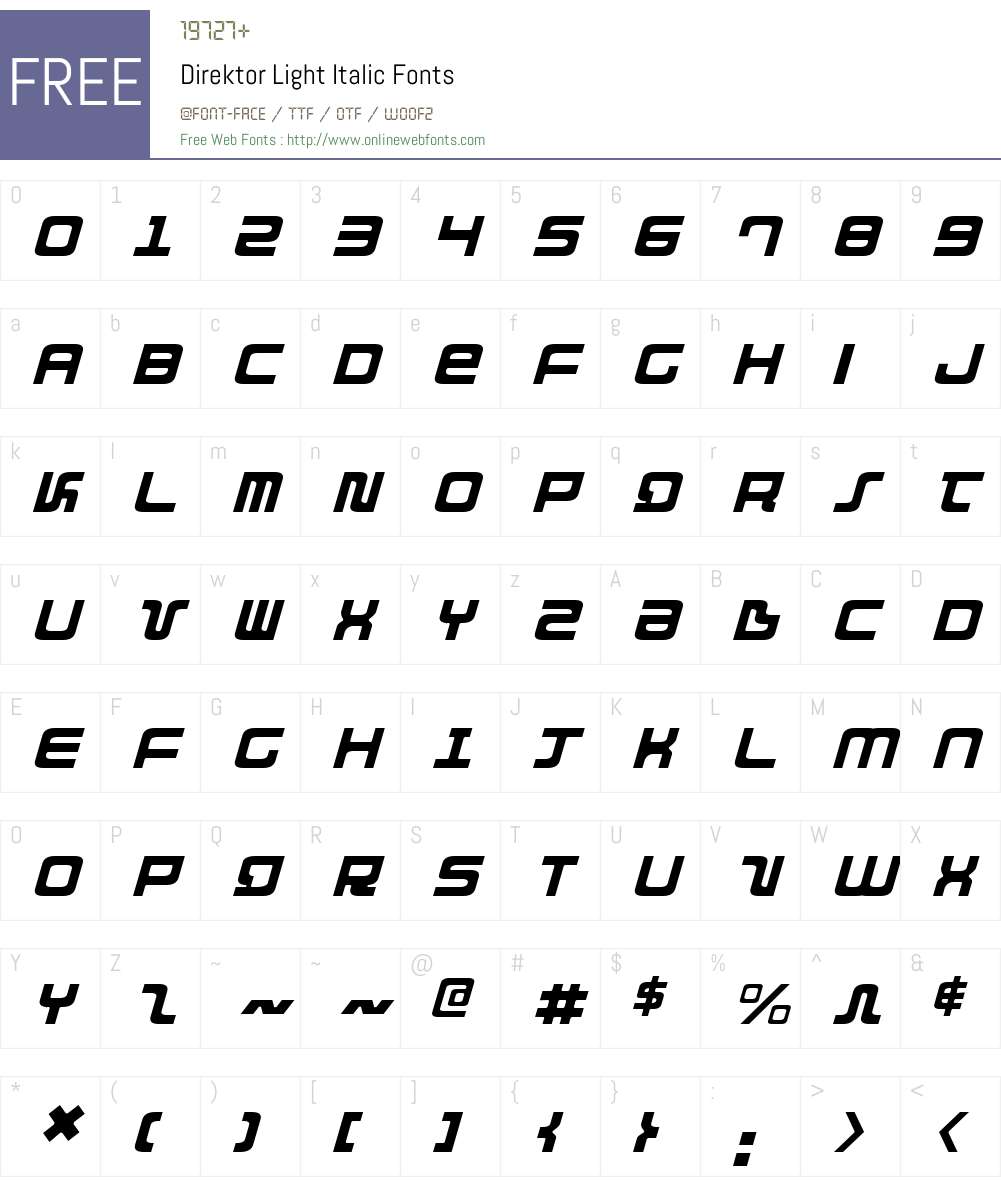 Direktor Light Italic Font Screenshots