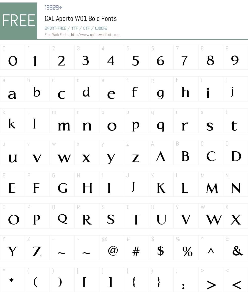 CALApertoW01-Bold Font Screenshots