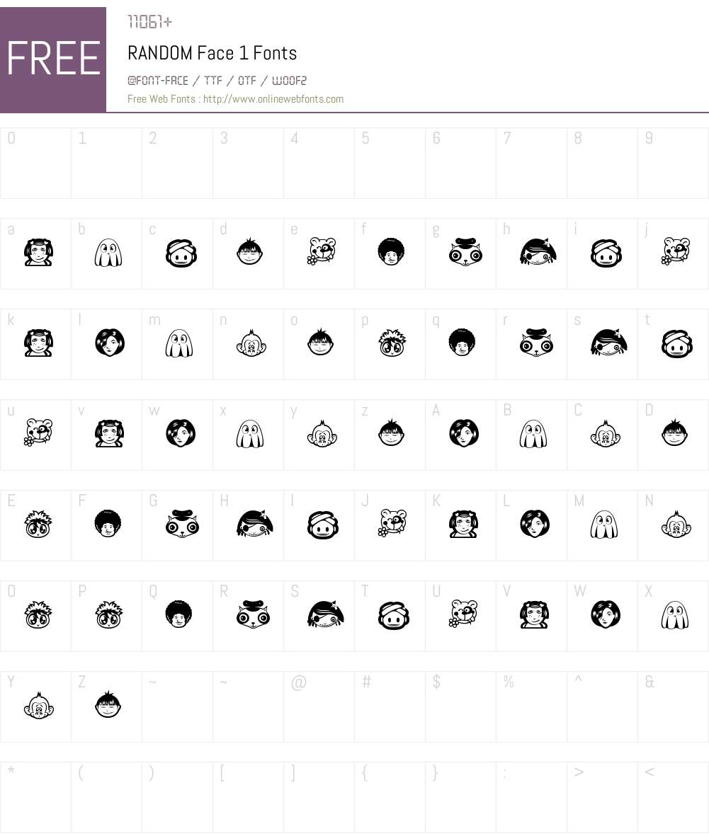RANDOM Face 1 Font Screenshots