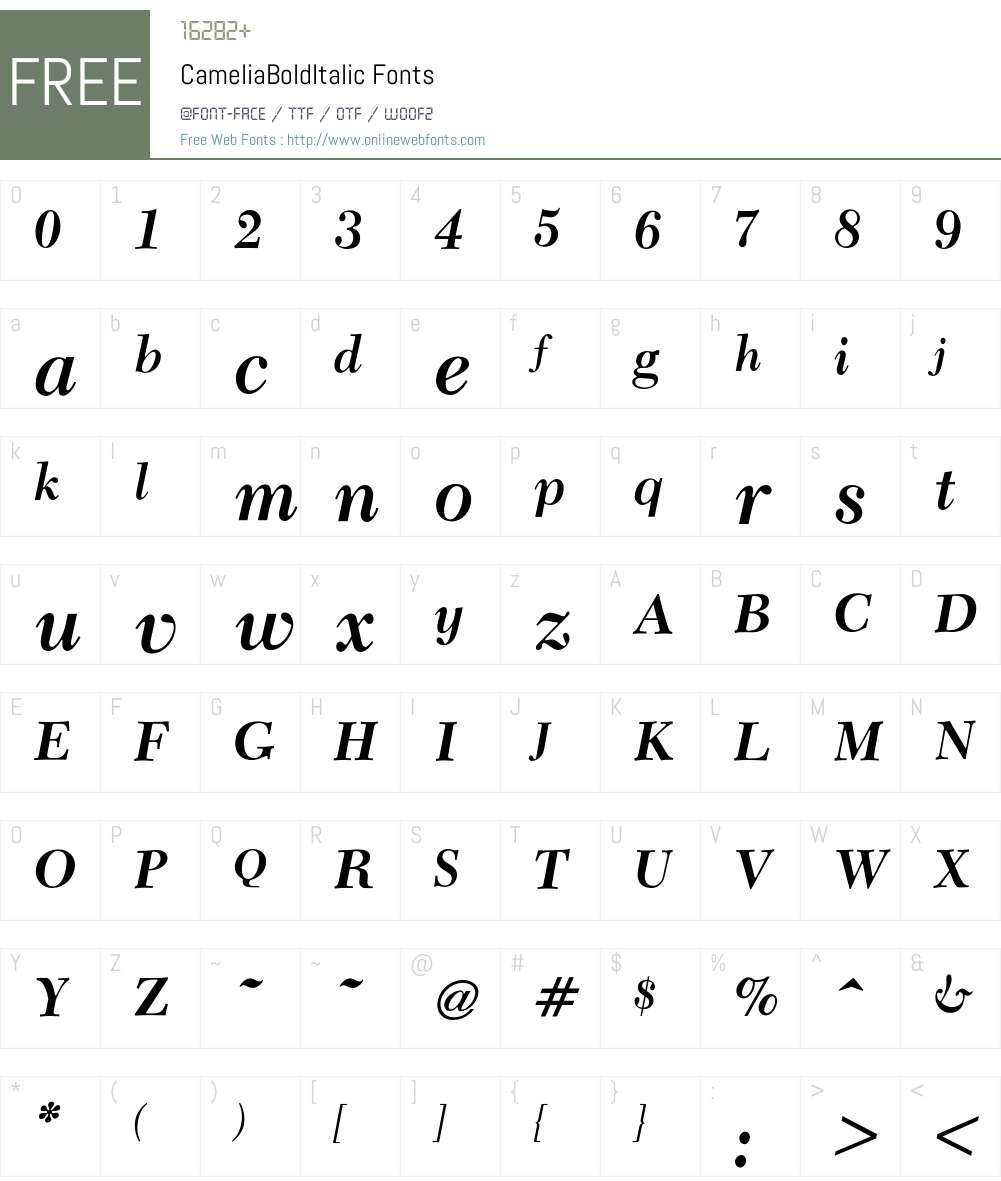 Camelia Font Screenshots