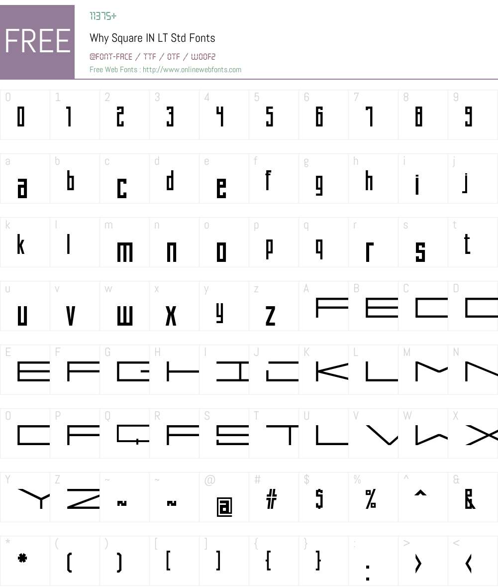 Why Square IN LT Std Font Screenshots
