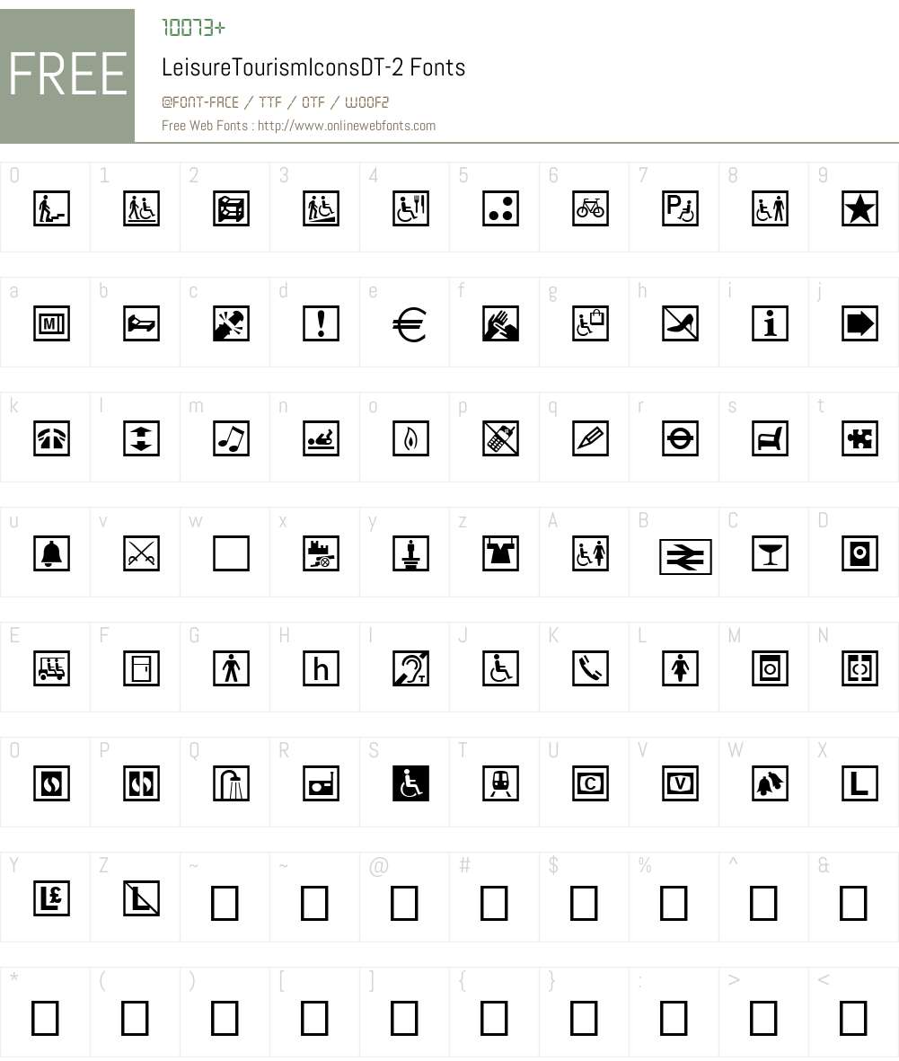 LeisureTourismIconsDT-2 Font Screenshots