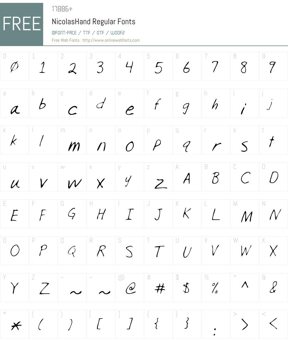 NicolasHand Font Screenshots