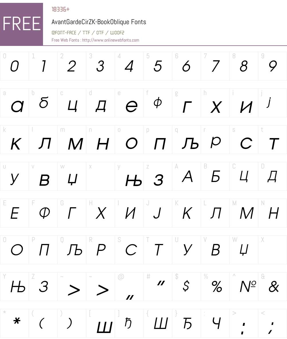 AvantGardeCirZK Font Screenshots
