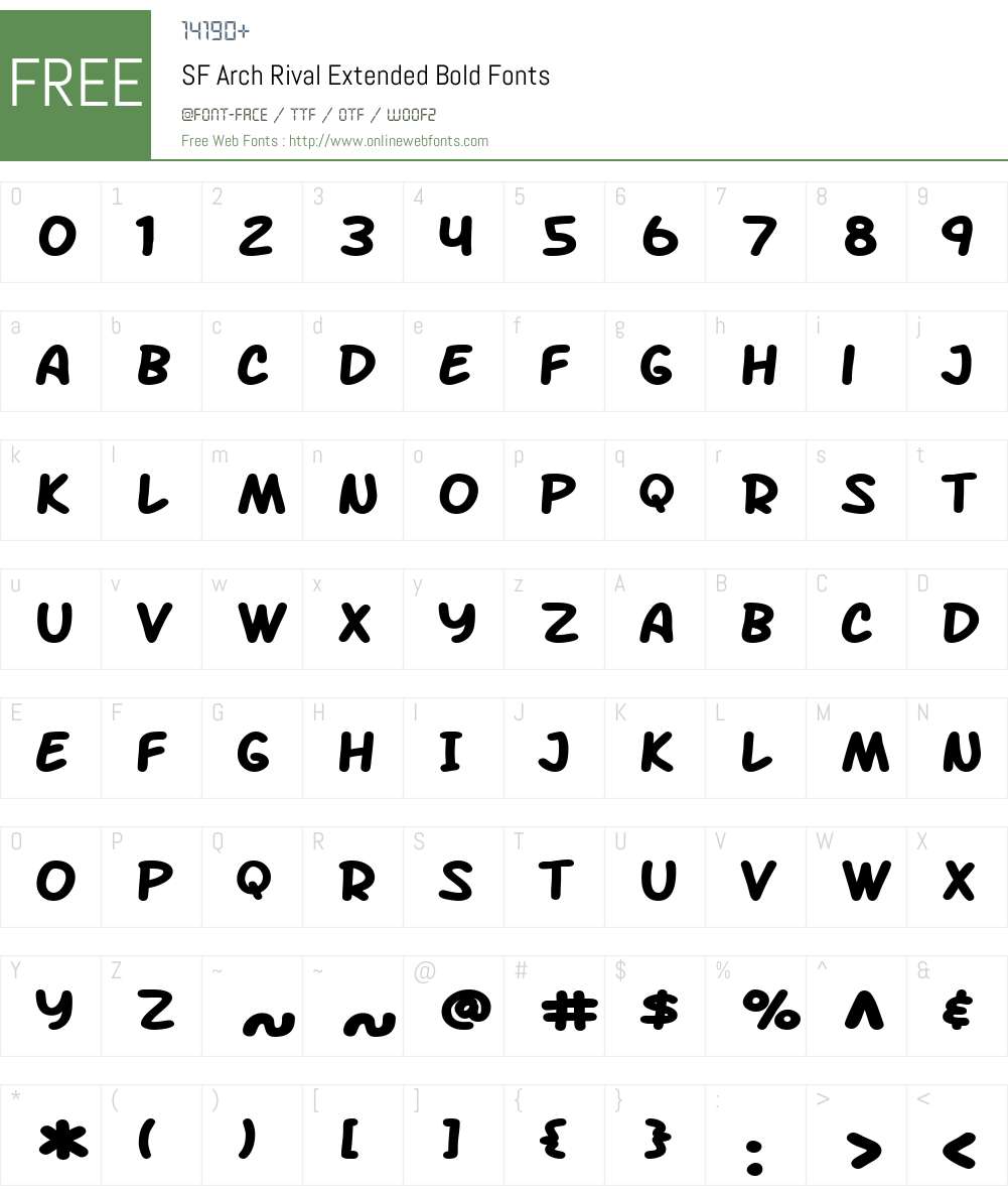 SF Arch Rival Extended Font Screenshots