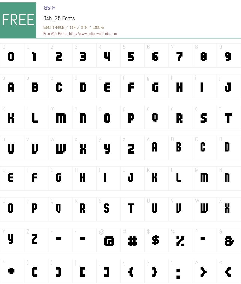 04b_25 Font Screenshots