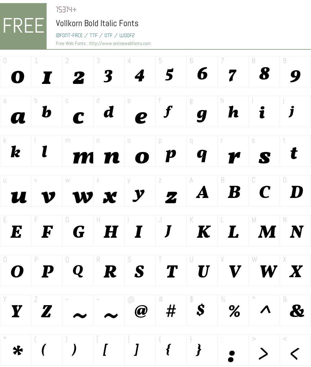 Vollkorn Font Screenshots
