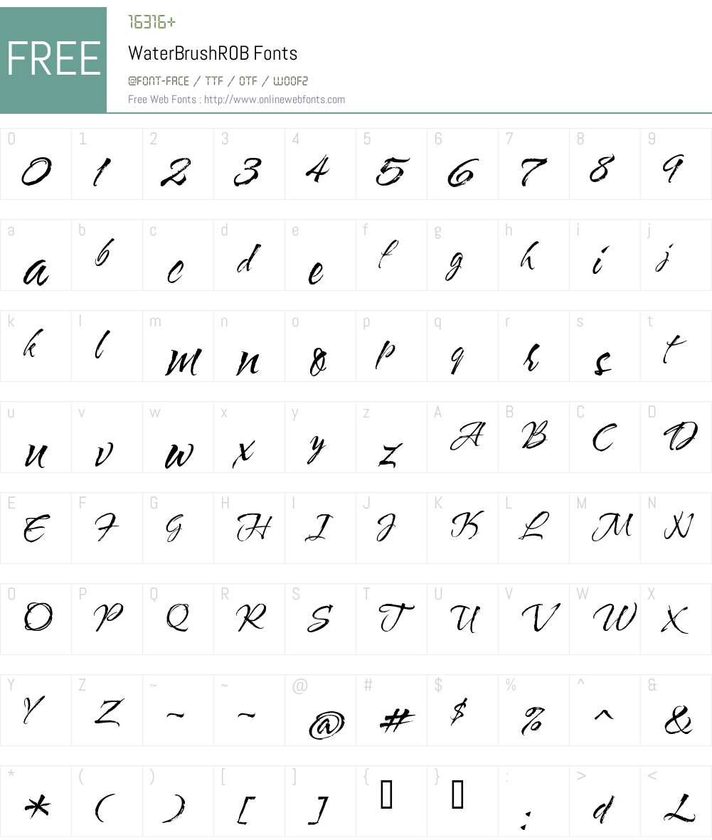WaterBrushROB Font Screenshots