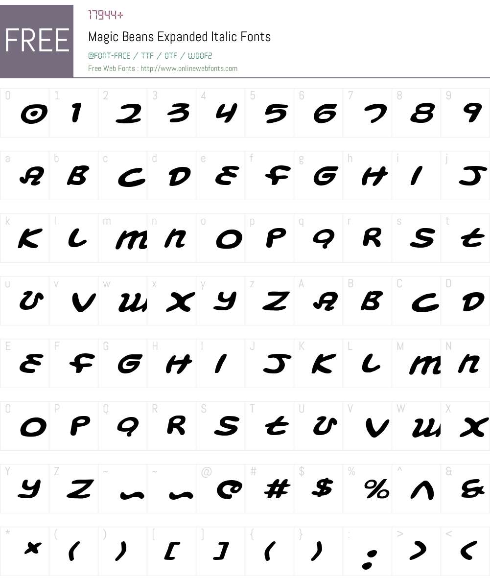 Magic Beans Expanded Italic Font Screenshots
