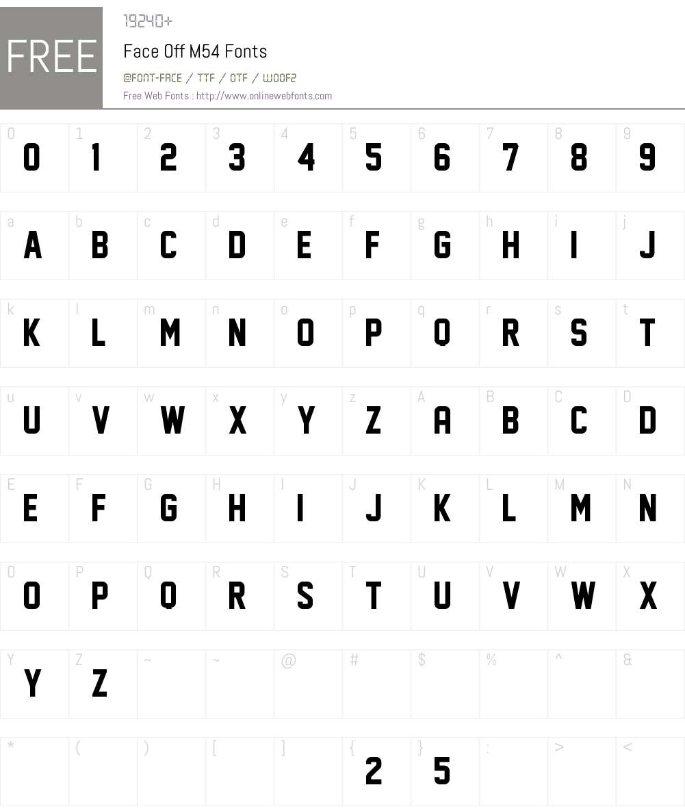 Face Off M54 Font Screenshots