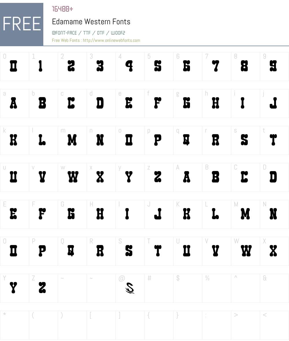 Edamame Western Font Screenshots