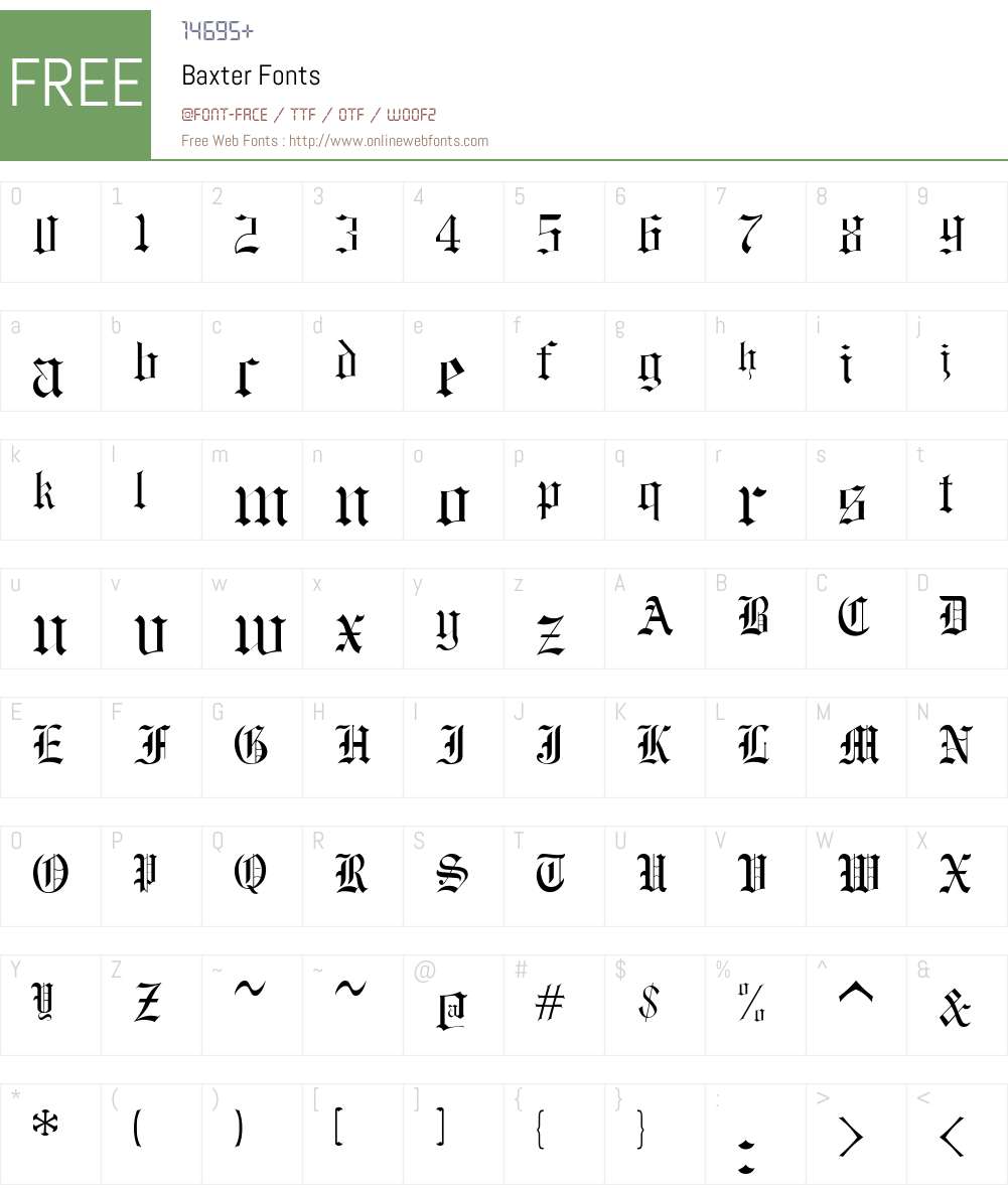 Baxter Font Screenshots
