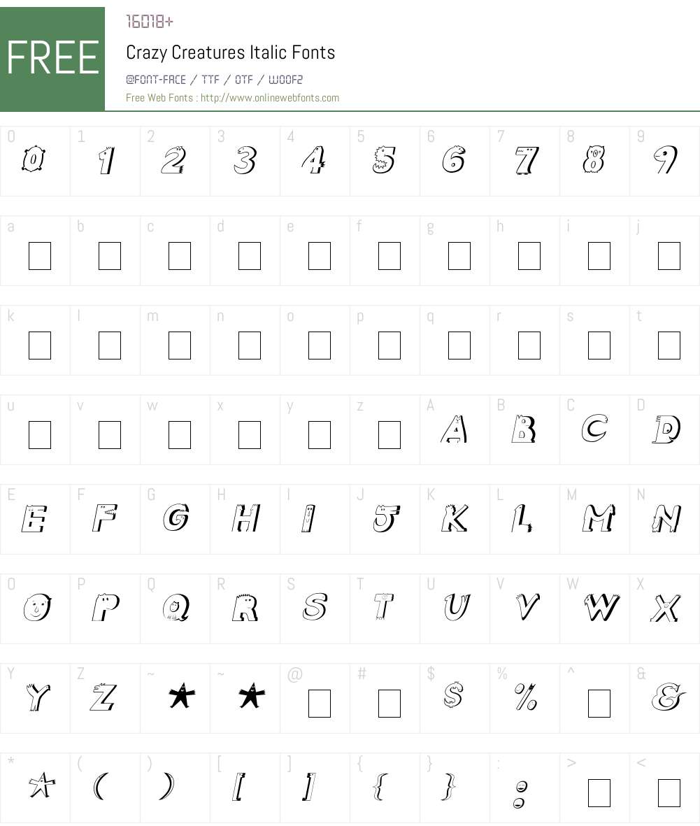 Crazy Creatures Font Screenshots