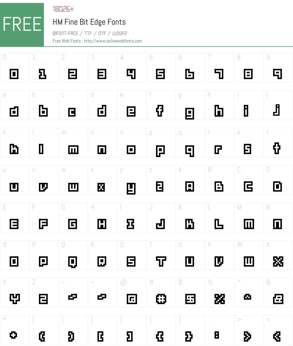 HM Fine Bit Edge Font Screenshots