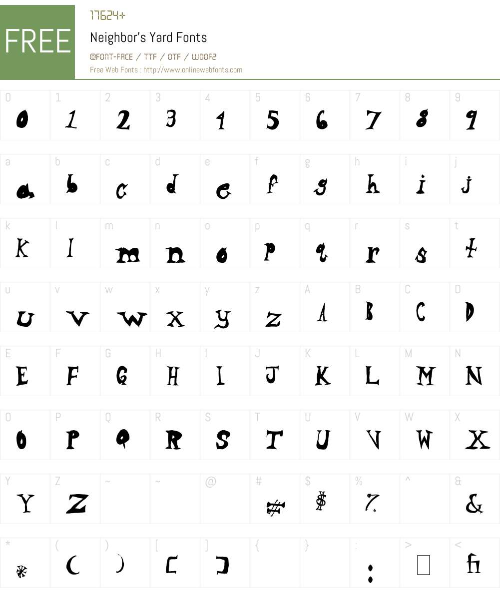 Neighbor's Yard Font Screenshots
