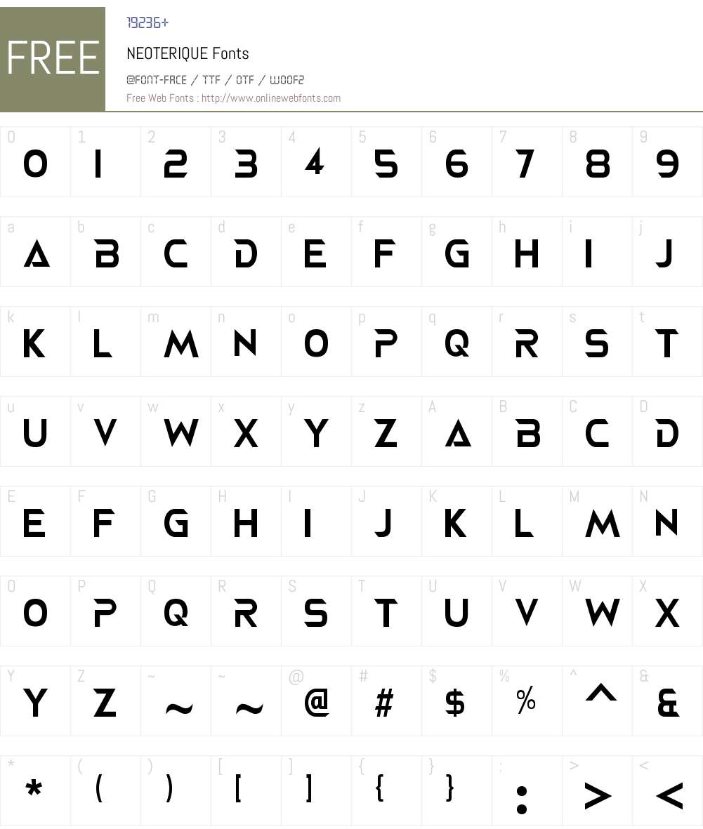 NEOTERIQUE Font Screenshots