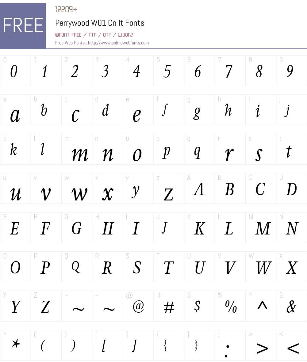 PerrywoodW01-CnIt Font Screenshots